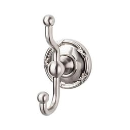 Edwardian Bath Double Hook 5" Long with Ribbon Backplate Brushed Satin Nickel - Top Knobs ED2BSNE