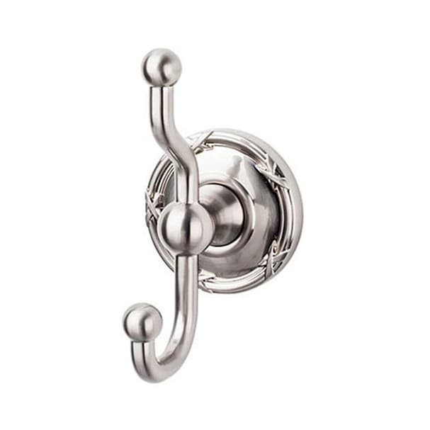Edwardian Bath Double Hook 5" Long with Ribbon Backplate Brushed Satin Nickel - Top Knobs ED2BSNE