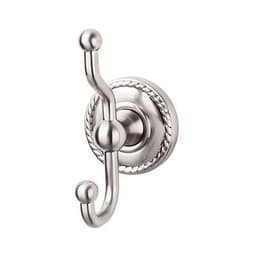 Edwardian Bath Double Hook 5" Long with Rope Backplate Brushed Satin Nickel - Top Knobs ED2BSNF