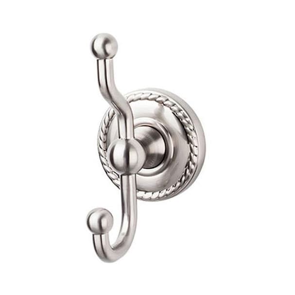 Edwardian Bath Double Hook 5" Long with Rope Backplate Brushed Satin Nickel - Top Knobs ED2BSNF
