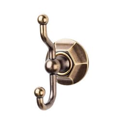 Edwardian Bath Double Hook 5" Long with Hex Backplate German Bronze - Top Knobs ED2GBZB