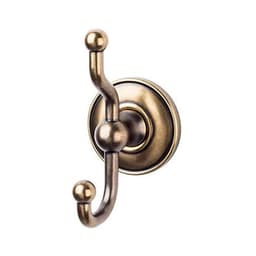 Edwardian Bath Double Hook 5" Long with Plain Backplate German Bronze - Top Knobs ED2GBZD