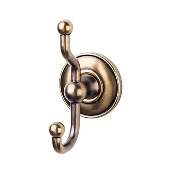 Edwardian Bath Double Hook 5" Long with Plain Backplate German Bronze - Top Knobs ED2GBZD