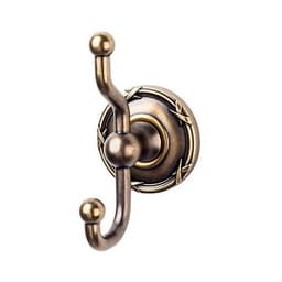 Edwardian Bath Double Hook 5" Long with Ribbon Backplate German Bronze - Top Knobs ED2GBZE