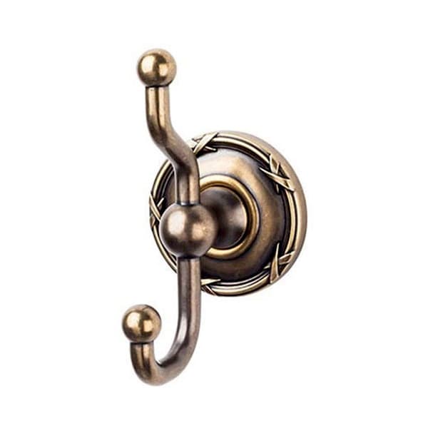 Edwardian Bath Double Hook 5" Long with Ribbon Backplate German Bronze - Top Knobs ED2GBZE