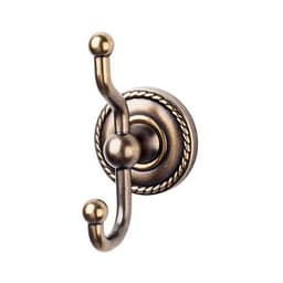 Edwardian Bath Double Hook 5" Long with Rope Backplate German Bronze - Top Knobs ED2GBZF