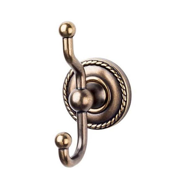Edwardian Bath Double Hook 5" Long with Rope Backplate German Bronze - Top Knobs ED2GBZF