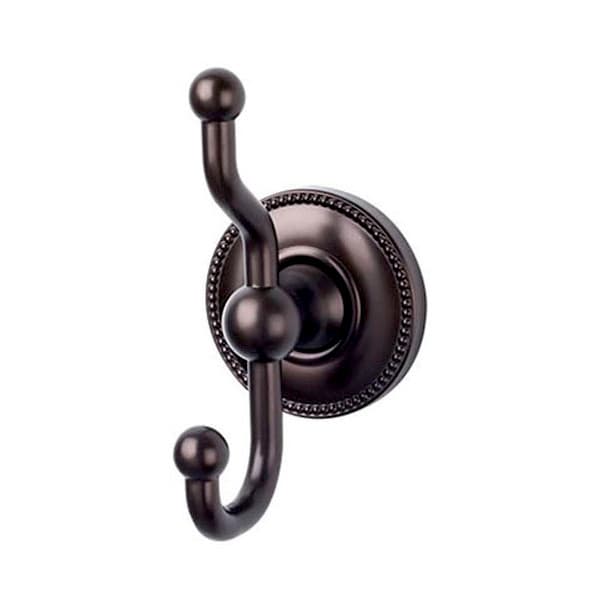 Edwardian Bath Double Hook 5" Long with Beaded Backplate Oil Rubbed Bronze - Top Knobs ED2ORBA