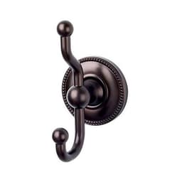 Edwardian Bath Double Hook 5" Long with Beaded Backplate Oil Rubbed Bronze - Top Knobs ED2ORBA