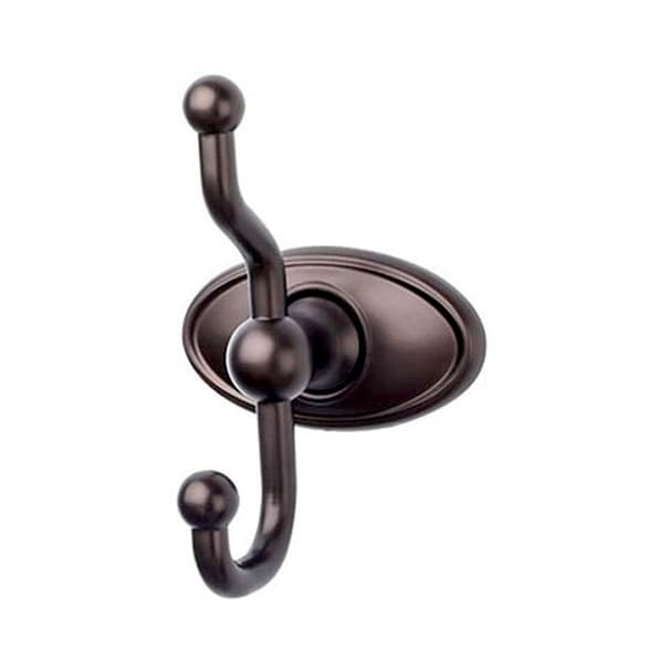 Edwardian Bath Double Hook 5" Long with Oval Backplate Oil Rubbed Bronze - Top Knobs ED2ORBC