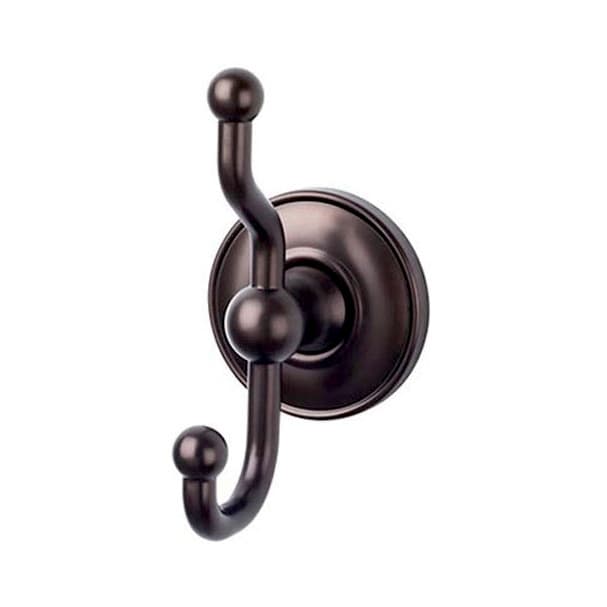 Edwardian Bath Double Hook 5" Long with Plain Backplate Oil Rubbed Bronze - Top Knobs ED2ORBD