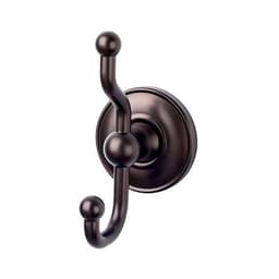 Edwardian Bath Double Hook 5" Long with Plain Backplate Oil Rubbed Bronze - Top Knobs ED2ORBD