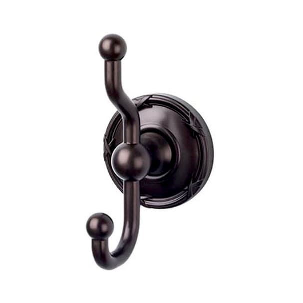Edwardian Bath Double Hook 5" Long with Ribbon Backplate Oil Rubbed Bronze - Top Knobs ED2ORBE