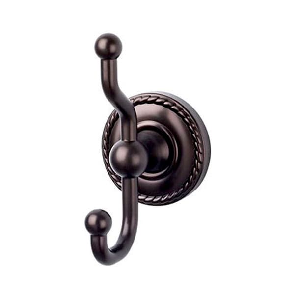 Edwardian Bath Double Hook 5" Long with Rope Backplate Oil Rubbed Bronze - Top Knobs ED2ORBF