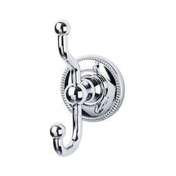 Edwardian Bath Double Hook 5" Long with Beaded Backplate Polished Chrome - Top Knobs ED2PCA
