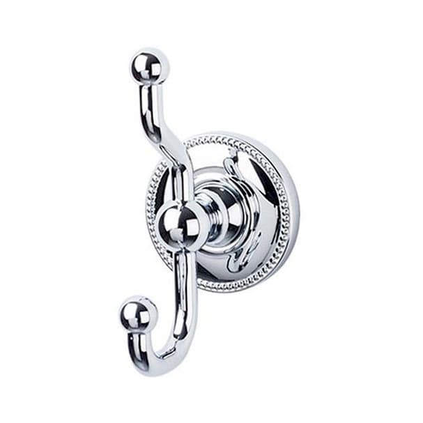 Edwardian Bath Double Hook 5" Long with Beaded Backplate Polished Chrome - Top Knobs ED2PCA