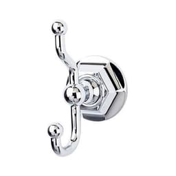 Edwardian Bath Double Hook 5" Long with Hex Backplate Polished Chrome - Top Knobs ED2PCB