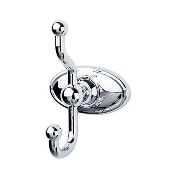 Edwardian Bath Double Hook 5" Long with Oval Backplate Polished Chrome - Top Knobs ED2PCC