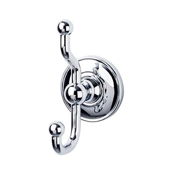 Edwardian Bath Double Hook 5" Long with Plain Backplate Polished Chrome - Top Knobs ED2PCD