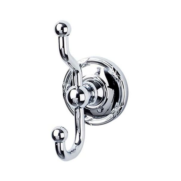 Edwardian Bath Double Hook 5" Long with Ribbon Backplate Polished Chrome - Top Knobs ED2PCE