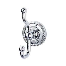 Edwardian Bath Double Hook 5" Long with Rope Backplate Polished Chrome - Top Knobs ED2PCF