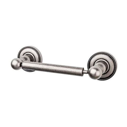 Edwardian Bath Tissue Holder 9-3/8" Long with Beaded Backplate Antique Pewter - Top Knobs ED3APA
