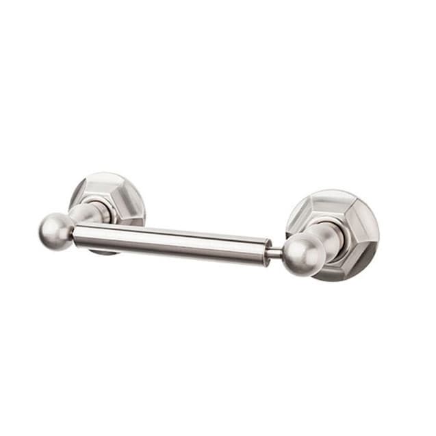 Edwardian Bath Tissue Holder 9-3/8" Long with Hex Backplate Brushed Satin Nickel - Top Knobs ED3BSNB