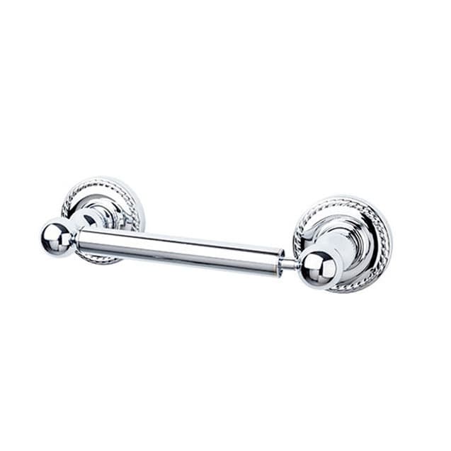 Edwardian Bath Tissue Holder 9-3/8" Long with Rope Backplate Polished Chrome - Top Knobs ED3PCF