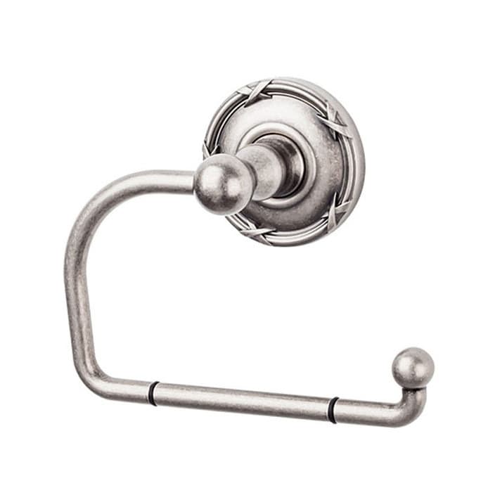 Edwardian Bath Tissue Hook 4-3/4" Long with Ribbon Backplate Antique Pewter - Top Knobs ED4APE