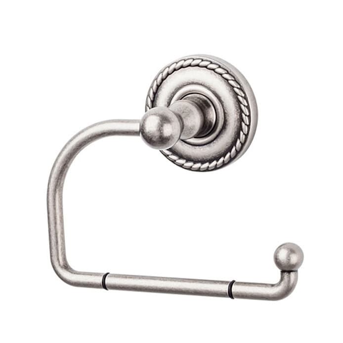 Edwardian Bath Tissue Hook 4-3/8" Long with Rope Backplate Antique Pewter - Top Knobs ED4APF
