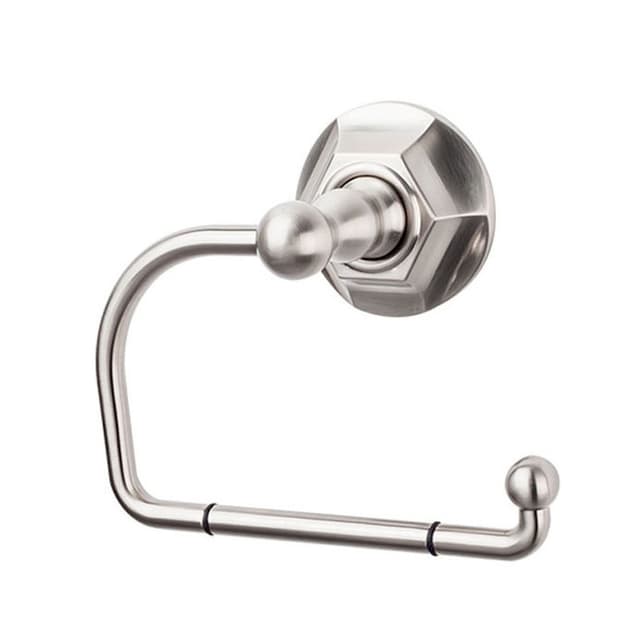 Edwardian Bath Tissue Hook 4-3/4" Long with Hex Backplate Brushed Satin Nickel - Top Knobs ED4BSNB