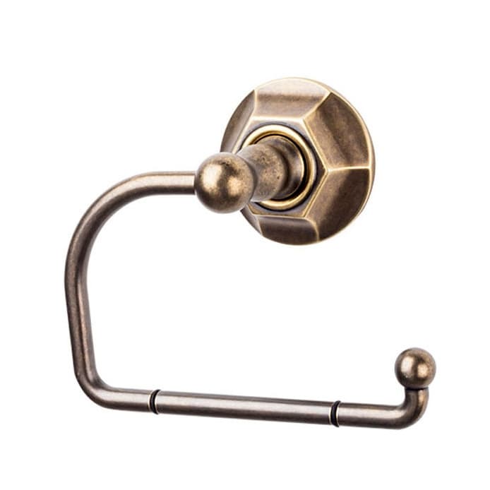 Edwardian Bath Tissue Hook 4-3/4" Long with Hex Backplate German Bronze - Top Knobs ED4GBZB