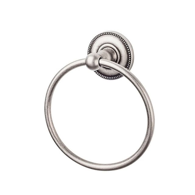 Edwardian Bath Ring 7" Long with Beaded Backplate Antique Pewter - Top Knobs ED5APA