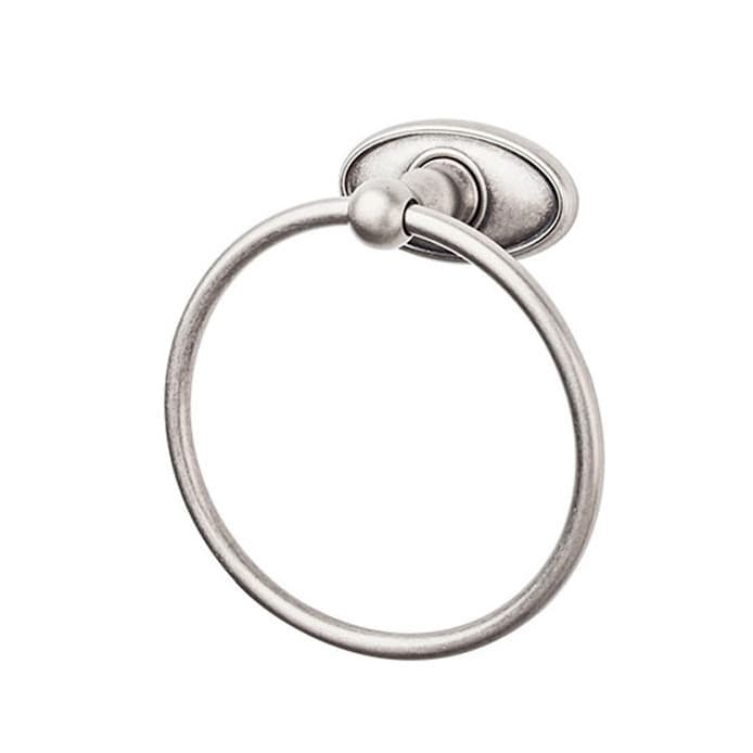 Edwardian Bath Ring 7" Long with Oval Backplate Antique Pewter - Top Knobs ED5APC