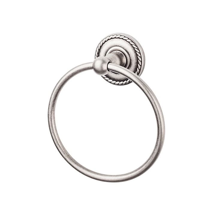 Edwardian Bath Ring 7" Long with Rope Backplate Antique Pewter - Top Knobs ED5APF