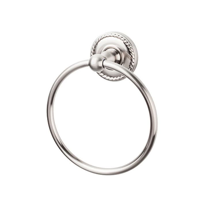 Edwardian Bath Ring 7" Long with Rope Backplate Brushed Satin Nickel - Top Knobs ED5BSNF