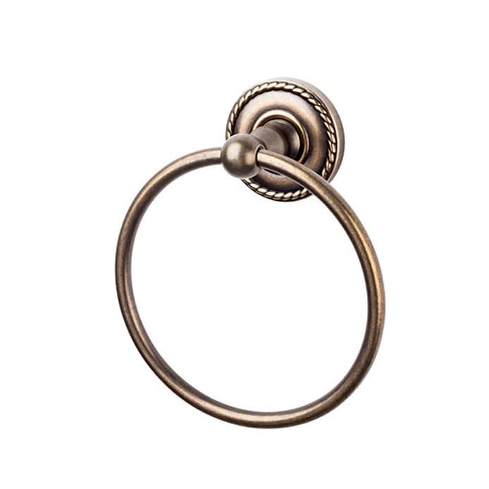 Edwardian Bath Ring 7" Long with Rope Backplate German Bronze - Top Knobs ED5GBZF