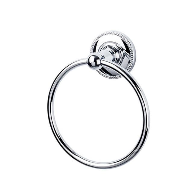 Edwardian Bath Ring 7" Long with Beaded Backplate Polished Chrome - Top Knobs ED5PCA