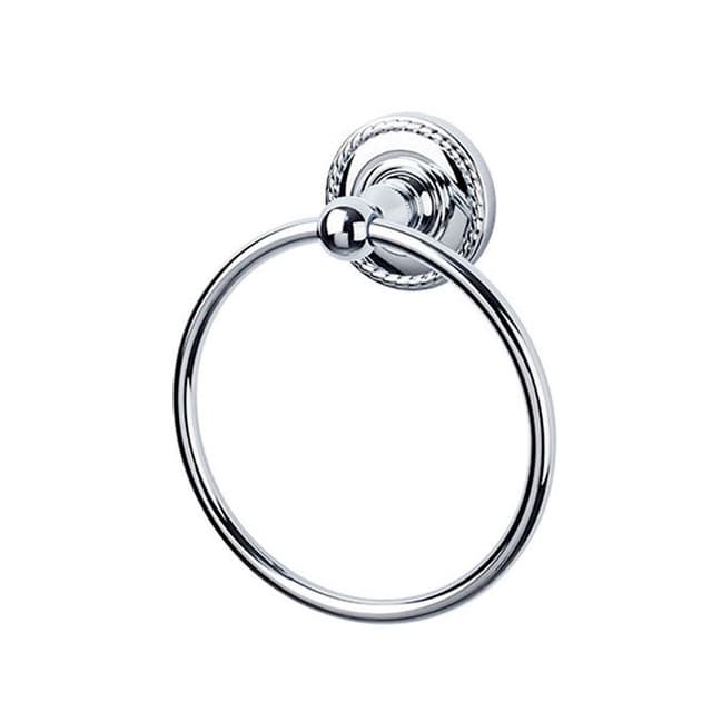 Edwardian Bath Ring 7" Long with Rope Backplate Polished Chrome - Top Knobs ED5PCF