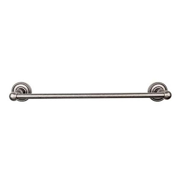 Edwardian Bath Single Towel Bar 18" Center to Center with Rope Backplate Antique Pewter - Top Knobs ED6APF