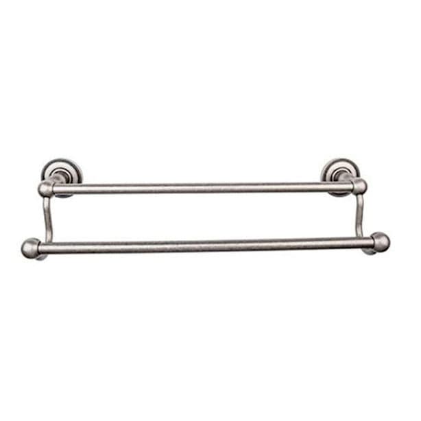 Edwardian Bath Double Towel Bar 18" Center to Center with Beaded Backplate Antique Pewter - Top Knobs ED7APA