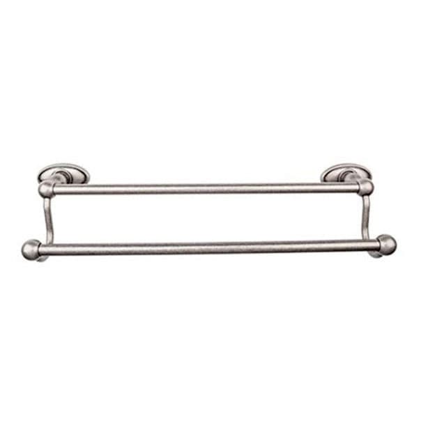 Edwardian Bath Double Towel Bar 18" Center to Center with Oval Backplate Antique Pewter - Top Knobs ED7APC