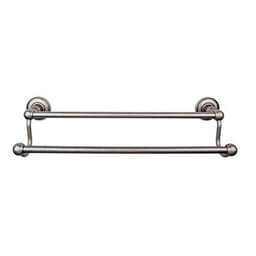 Edwardian Bath Double Towel Bar 18" Center to Center with Plain Backplate Antique Pewter - Top Knobs ED7APD