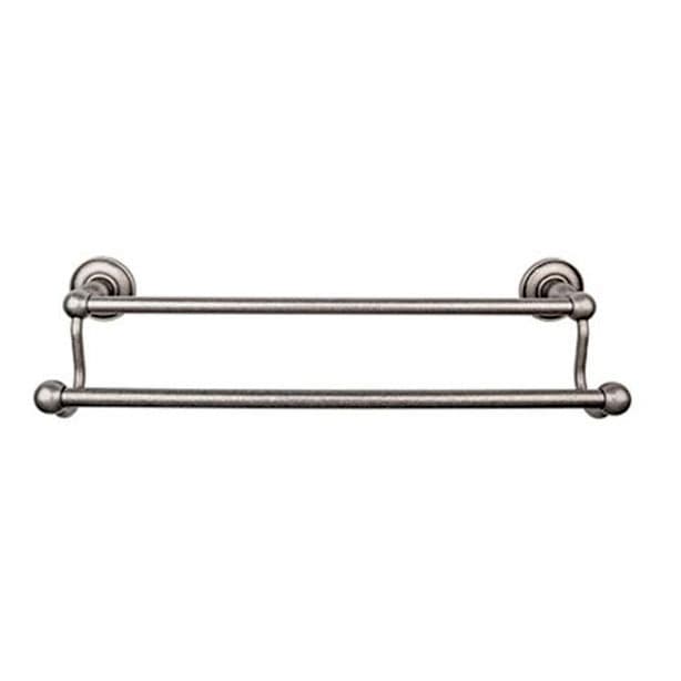 Edwardian Bath Double Towel Bar 18" Center to Center with Plain Backplate Antique Pewter - Top Knobs ED7APD