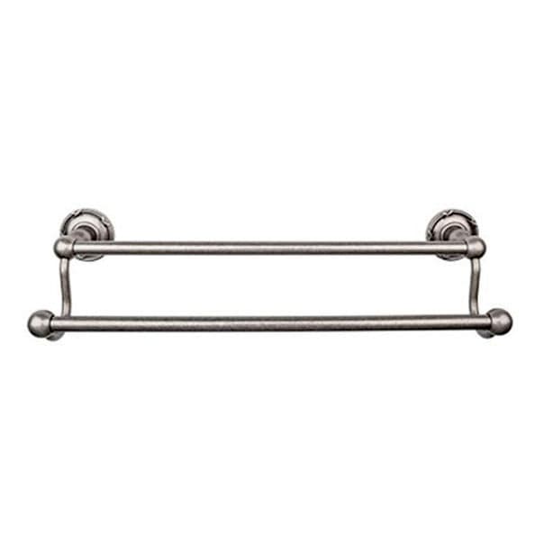Edwardian Bath Double Towel Bar 18" Center to Center with Ribbon Backplate Antique Pewter - Top Knobs ED7APE