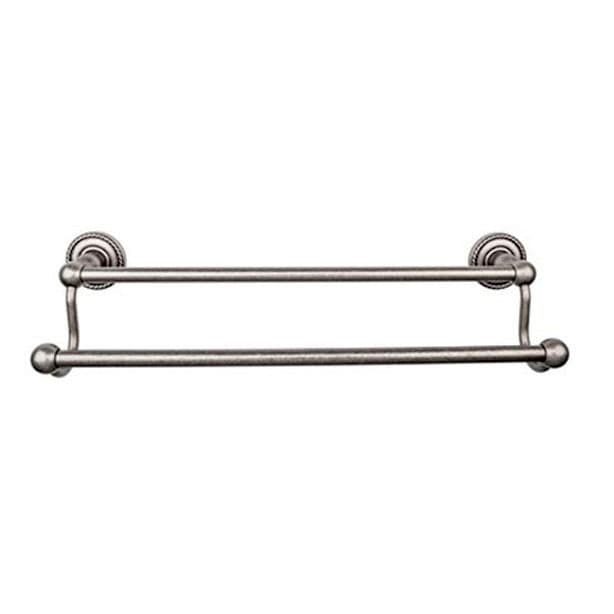 Edwardian Bath Double Towel Bar 18" Center to Center with Rope Backplate Antique Pewter - Top Knobs ED7APF