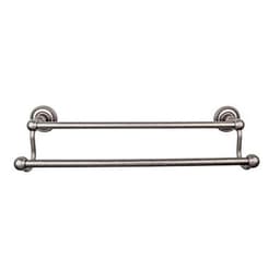 Edwardian Bath Double Towel Bar 18" Center to Center with Rope Backplate Antique Pewter - Top Knobs ED7APF