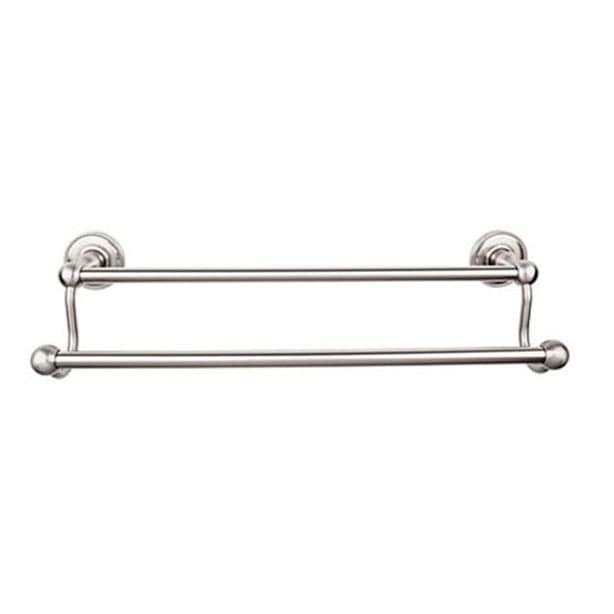 Edwardian Bath Double Towel Bar 18" Center to Center with Beaded Backplate Brushed Satin Nickel - Top Knobs ED7BSNA