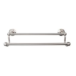 Edwardian Bath Double Towel Bar 18" Center to Center with Hex Backplate Brushed Satin Nickel - Top Knobs ED7BSNB
