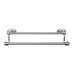Edwardian Bath Double Towel Bar 18" Center to Center with Oval Backplate Brushed Satin Nickel - Top Knobs ED7BSNC